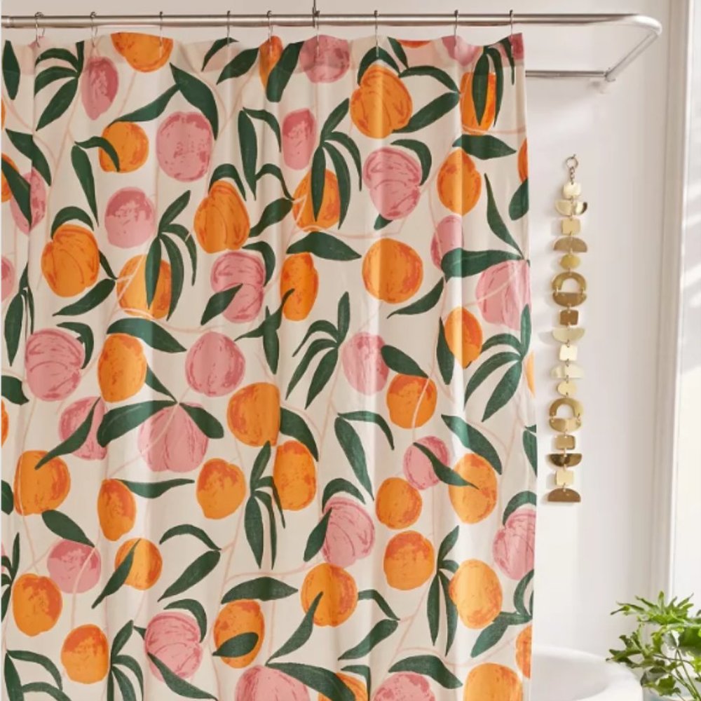 Allover Fruits Patterned Shower Curtain